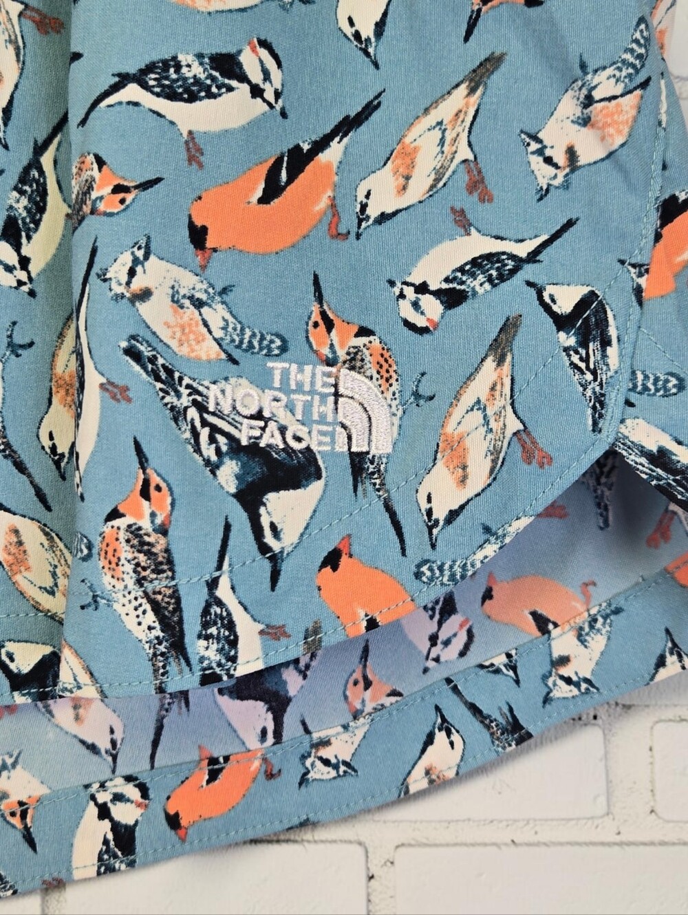 North Face Womens Class V Quick Dry Short Light Blue Bird Print Pockets Size XXL - Picture 5 of 15